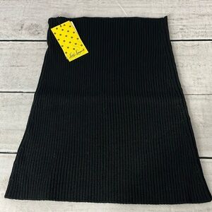 NWT-LUISA SPAGNOLI-100%Pure New Wool Black Knit Scarf-MADE IN ITALY